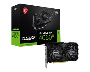 MSI nVidia GeForce RTX 4060 Ti VENTUS 2X BLACK 16G OC Video Card  2610 MHz Boost Clock, 16GB GDDR6,DisplayPort x 3 (v1.4a),HDMI x 1