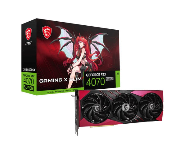 MSI GeForce RTX 4070 SUPER 12G GAMING X SLIM MLG Video Card  2640 MHz Boost Clock, 12GB GDDR6X,DisplayPort x 3 (v1.4a),HDMI x 1