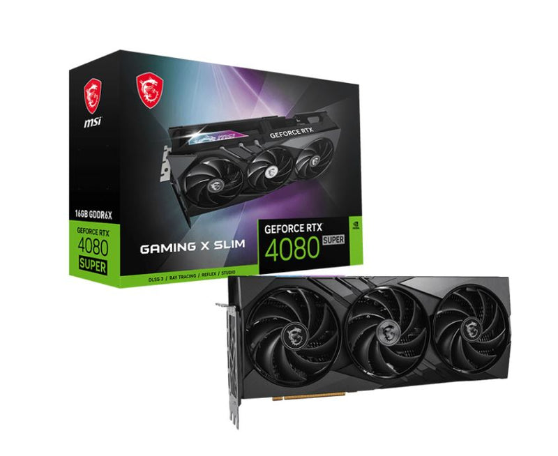 MSI GeForce RTX 4080 SUPER 16G GAMING X SLIM  Video Card  2610 MHz Boost Clock, 16GB GDDR6X,DisplayPort x 2  (v1.4a),HDMI x 2