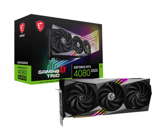 MSI GeForce RTX 4080 SUPER 16G GAMING X TRIO Video Card  2610 MHz Boost Clock, 16GB GDDR6X,DisplayPort x 3 (v1.4a),HDMI x 1