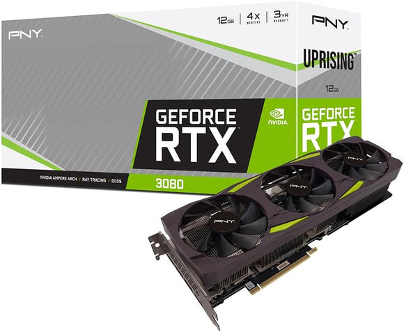 PNY GeForce RTX 3080 12GB UPRISING Triple Fan LHR /	PCI-Express 4.0 ×16 / 3 Year Warranty