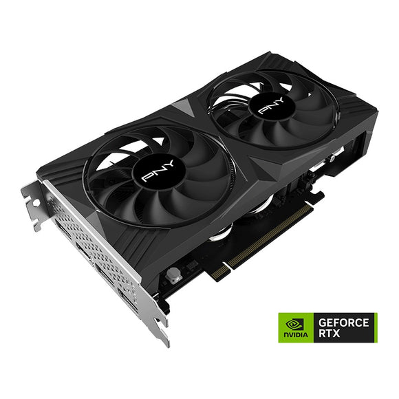 PNY GeForce RTX™ 4060 8GB VERTO™ Dual Fan DLSS 3 VCG40608DFXPB1  Clock Speed 1830 MHz/Boost Speed 2460 MHz/Memory Size  8GB GDDR6/ PCI-Express 4.0 x16